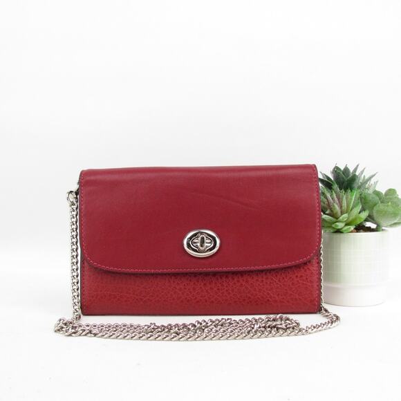 Coach Leather Chain Strap Crossbody Bag / Clutch - Picture 1 of 15